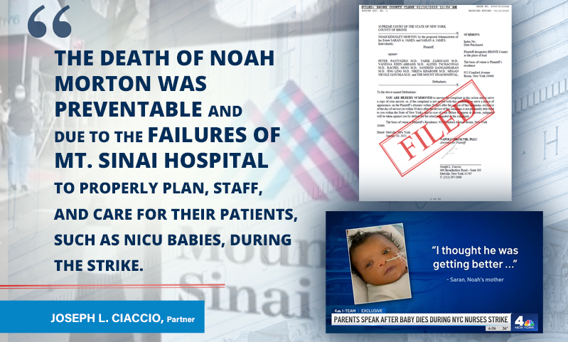 Napoli Shkolnik Files Lawsuit Involving the Wrongful Death of Infant During 2023 Nurses Strike
