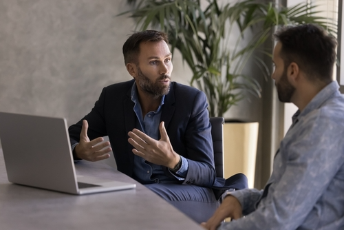 truck accident victim in New York speaking to a New York truck accident lawyer