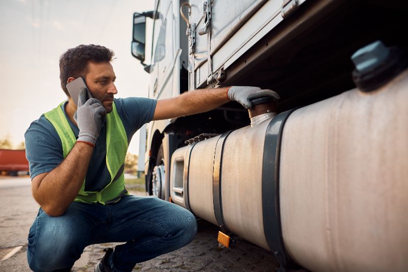 truck driver talking on the phone while checking g 2024 12 13 18 36 53 utc
